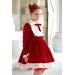 Kız Çocuk Piliseli Güpür İşlemeli Kabarık Kırmızı Elbise