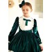 Kız Çocuk Piliseli Güpür İşlemeli Kabarık Yeşil Elbise