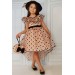 Kız Çocuk Puantiye Detaylı Göğsü Fıfırlı Somon Elbise
