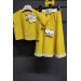 Kız Çocuk Puantiyeli Düğme Detaylı Sarı Etekli Takım