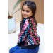 Kız Çocuk Pulpayet Ve Kol Uçları Tüy Detaylı Ceket, Denim Pantolonlu, Siyah Alt Üst Takım