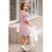 Kız Çocuk Sahte Cepli Blazer Ceket Dantelli Çiçek Işlemeli Bebe Yakalı Pembe Elbise