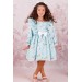 Kız Çocuk Unicorn Baskılı Kolu Fırfırlı İşlemeli Mavi Elbise 3-12 Yaş
