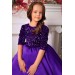 Kız Çocuk Üstü Parıldayan Pulpayet İşlemeli Beli Şerit Ve Fiyonk Detaylı Mor Elbise