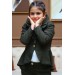 Kız Çocuk Yakası Fırfırlı Kloş Ceket, Haki Alt Üst Takım