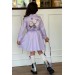 Kız Çocuk Yakası Taş İşlemeli Ve Beli Kemer Detaylı Lila Kot Elbise
