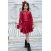 Kız Çocuk Zincir Detaylı Ceket Beli Manşetli Etek Ve Croplu Kırmızı Etekli Takım