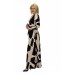 Kadın Bej Rengi Küp Desenli V Yaka Elbise Bgl-St03544