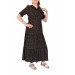 Kadın Çiçekli Kol Büzgülü Yaka Bağcıklı Elbise Bgl-St02110