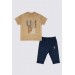 U.s Polo Erkek Bebek Kısa Kol Tshirt 2'Li Takım 1841 Bej