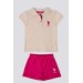 U.s. Polo Kız Bebek Kısa Kol T-Shirt 2'Li Takım 1247 Krem