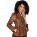 Hakiki Deri Kahverengi Tokalı Kürklü Kadın Ceket