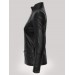 Hakiki Deri Siyah Cep Detaylı İşlemeli Fermuarlı Kadın Deri Ceket