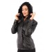 Hakiki Deri Siyah Kapşon Kürklü Giosetta Kadın Ceket