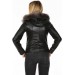 Hakiki Deri Siyah Kapşon Kürklü İşlemeli Kadın Ceket