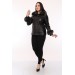 Hakiki Deri Siyah Kol Omuz Kürklü Roxana Kadın Ceket
