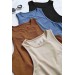 Markano 4Lü Paket 4 Renk Takım Kadın Kolsuz Örme Kumaş Bluz Crop Çok Renkli