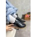 Markano Araz Siyah Cilt Süet Detaylı Kadın Sneakers