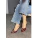 Markano Avent Bordo Rugan Tokalı Kadın Topuklu Ayakkabı