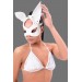 Markano Beyaz Deri Tavşan Kulaklı Maske Ve Sütyen Set 