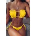 Markano Brezilya Model Büzgülü Bağlamalı Bikini Alt Sarı