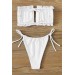Markano  Brezilya Model Büzgülü Bağlamalı Bikini Altı Beyaz