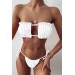 Markano  Brezilya Model Büzgülü Bağlamalı Bikini Altı Beyaz