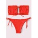 Markano  Brezilya Model Büzgülü Bağlamalı Bikini Altı Kırmızı