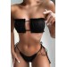 Markano  Brezilya Model Büzgülü Bağlamalı Bikini Altı Siyah
