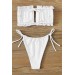 Markano  Brezilya Model Büzgülü Bağlamalı Bikini Takım Beyaz