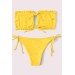 Markano  Brezilya Model Büzgülü Bağlamalı Bikini Takım Sarı