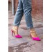 Markano Celina Fuşya Saten Taşlı Kadın Topuklu Ayakkabı