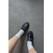 Markano Charles Sıyah Cılt Delık Detaylı Tokalı Kadın Loafer Ayakkabı