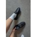 Markano Charles Sıyah Cılt Tokalı Kadın Loafer Ayakkabı