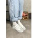 Markano Cırry Beyaz Cilt Süet Detaylı Cırtlı Kadın Sneakers
