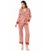 Markano  Çizgili Kiremit İkili Saten Gecelik Pijama Takımı
