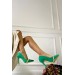 Markano Cliff Yeşil Kalın Biyeli Taşlı Kadın Stiletto