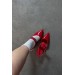 Markano Dias Kırmızı Rugan Çift Toka Pimli Kadın Topuklu Ayakkabı