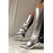 Markano Elanya Gümüş Kadın Topuklu Çizme