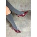 Markano Elvira Bordo Cilt Şeffaf Dekolte Detaylı Kadın Topuklu Ayakkabı