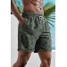 Markano Erkek Basic Standart Boy Ananas Ve Palmiye Baskılı Mayo Cepli Deniz Şortu Yeşil