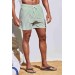 Markano Erkek Basic Standart Boy İnce Çizgili Baskılı Mayo Cepli Deniz Şortu Yeşil