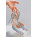 Markano Gent Gümüş Saten Kadın Topuklu Ayakkabı