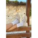 Markano Gray Bej Cilt Tokalı Makosen Kadın Loafer Ayakkabı