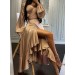 Markano Ithal Saten Kruvaze Renkli Elbise.