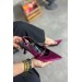 Markano Keddy Bordo Kadife Taş Toka Detaylı Kadın Topuklu Ayakkabı