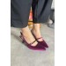 Markano Keddy Bordo Kadife Taş Toka Detaylı Kadın Topuklu Ayakkabı