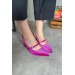 Markano Keddy Fuşya Kadife Taş Toka Detaylı Kadın Topuklu Ayakkabı