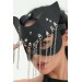 Markano Kedi Kulaklı Siyah Zincirli Maske 