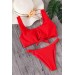 Markano  Kırmızı Çıtçıtlı Bikini Üstü Kırmızı